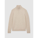 Reiss Royal Atelier 100% Cashmere Half-Zip Jumper in Oatmeal Melange