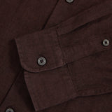 Reiss Ruban Linen Cutaway-Collar Shirt in Dark Brown