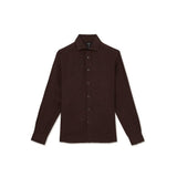 Reiss Ruban Linen Cutaway-Collar Shirt in Dark Brown