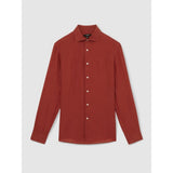 Reiss Ruban Linen Cutaway-Collar Shirt In Paprika Red