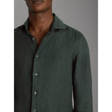 Reiss Ruban Regular Fit Linen Shirt In Dark Green