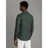 Reiss Ruban Regular Fit Linen Shirt In Dark Green