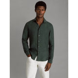 Reiss Ruban Regular Fit Linen Shirt In Dark Green