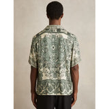 Reiss Samberg Paisley-Print Cuban-Collar Shirt in Green