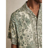 Reiss Samberg Paisley-Print Cuban-Collar Shirt in Green