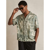Reiss Samberg Paisley-Print Cuban-Collar Shirt in Green