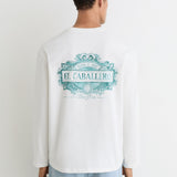Reiss Short Sleeve Crew Palm Print T-Shirt In White
