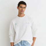 Reiss Short Sleeve Crew Palm Print T-Shirt In White