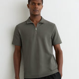 Reiss Short Sleeve Half Zip Polo Sage Green