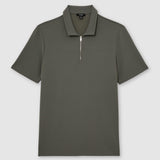 Reiss Short Sleeve Half Zip Polo Sage Green