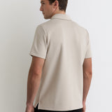 Reiss Short Sleeve Interlock Half Zip Polo Stone