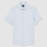 Reiss Short Sleeve Linen Shirt Pale Blue