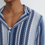 Reiss Short Sleeve Stripe Crochet Shirt