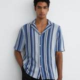 Reiss Short Sleeve Stripe Crochet Shirt