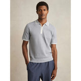 Reiss Soft Blue Jarvis Micro-Cable Half-Zip Polo Shirt In Soft Blue