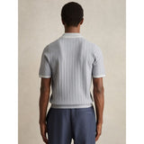 Reiss Soft Blue Jarvis Micro-Cable Half-Zip Polo Shirt In Soft Blue