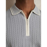 Reiss Soft Blue Jarvis Micro-Cable Half-Zip Polo Shirt In Soft Blue