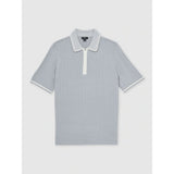 Reiss Soft Blue Jarvis Micro-Cable Half-Zip Polo Shirt In Soft Blue