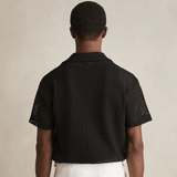 Reiss Sterling Crochet Cuban-Collar Shirt in Black