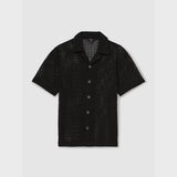 Reiss Sterling Crochet Cuban-Collar Shirt in Black
