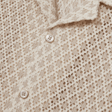 Reiss Sterling Crochet Cuban-Collar Shirt in Oatmeal
