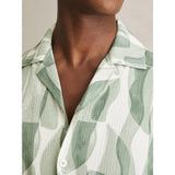 Reiss Taro Printed Textured Cuban-Collar Shirt In Sage Green