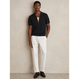 Reiss Tay Pointelle-Knit Zip-Through Shirt in Navy