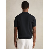 Reiss Tay Pointelle-Knit Zip-Through Shirt in Navy