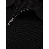 Reiss Textured Half-Zip Polo Shirt in Black