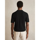 Reiss Textured Half-Zip Polo Shirt in Black