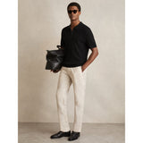 Reiss Textured Half-Zip Polo Shirt in Black