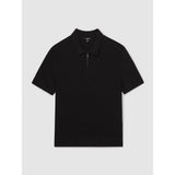 Reiss Textured Half-Zip Polo Shirt in Black