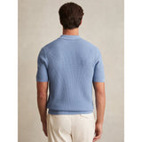 Reiss Textured Half-Zip Polo Shirt in Blue