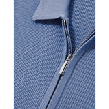 Reiss Textured Half-Zip Polo Shirt in Blue