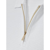 Reiss Textured Half-Zip Polo Shirt in White