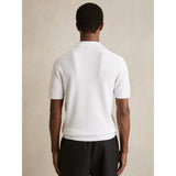Reiss Textured Half-Zip Polo Shirt in White