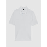 Reiss Textured Half-Zip Polo Shirt in White