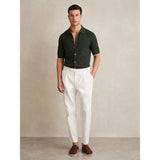 Reiss Thames Textured Knit Button-Through Shirt in Dark Green