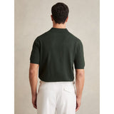 Reiss Thames Textured Knit Button-Through Shirt in Dark Green