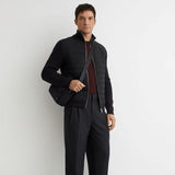 Reiss Townsend Quilted Rib-Knit Funnel-Neck Jacket in Navy