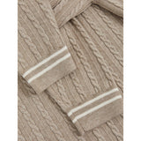 Reiss Tuscano Half-Zip Cable Knit Jumper With Wool in Oatmeal Brown
