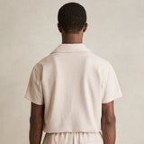 Reiss Warwick Textured-Knit Cuban-Collar Shirt in Champagne