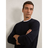 Reiss Wessex Merino Wool Crew Neck Jumper in Navy