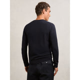 Reiss Wessex Merino Wool Crew Neck Jumper in Navy