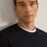 Reiss Wessex Merino Wool Crew Neck Jumper in Navy