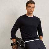 Reiss Wessex Merino Wool Crew Neck Jumper in Navy