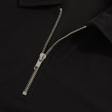 Reiss Winston Textured Raglan Half-Zip Polo Shirt in Black