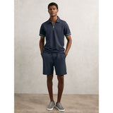 Reiss Zain Textured Half-Zip Tipped Polo Shirt in Airforce Blue