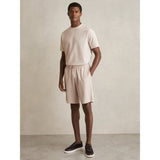 Reiss Zano Textured Drawstring Shorts In Champagne