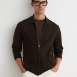 Reiss Zip Through Cardigan In Chocolate